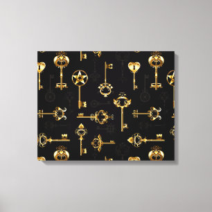 Seamless Pattern with Golden Keys Canvas Print
