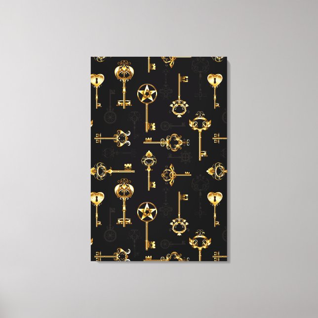 Seamless Pattern with Golden Keys Canvas Print (Front)
