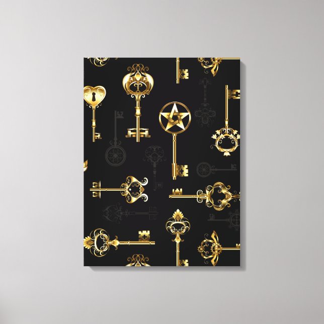 Seamless Pattern with Golden Keys Canvas Print (Front)