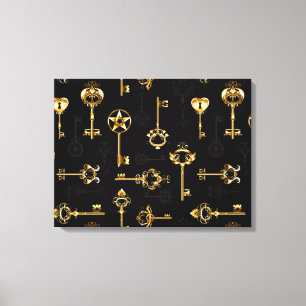 Seamless Pattern with Golden Keys Canvas Print