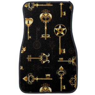 Seamless Pattern with Golden Keys Car Floor Mat