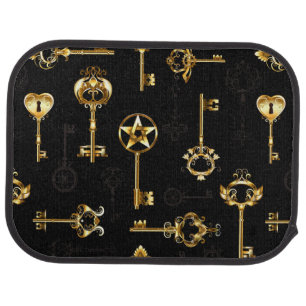 Seamless Pattern with Golden Keys Car Floor Mat