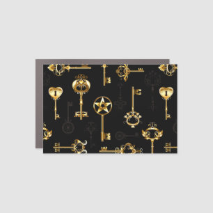 Seamless Pattern with Golden Keys Car Magnet