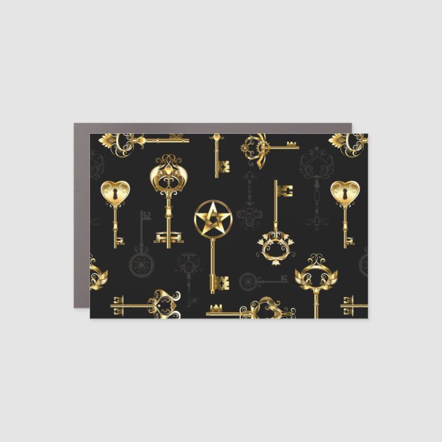Seamless Pattern with Golden Keys Car Magnet (Front)