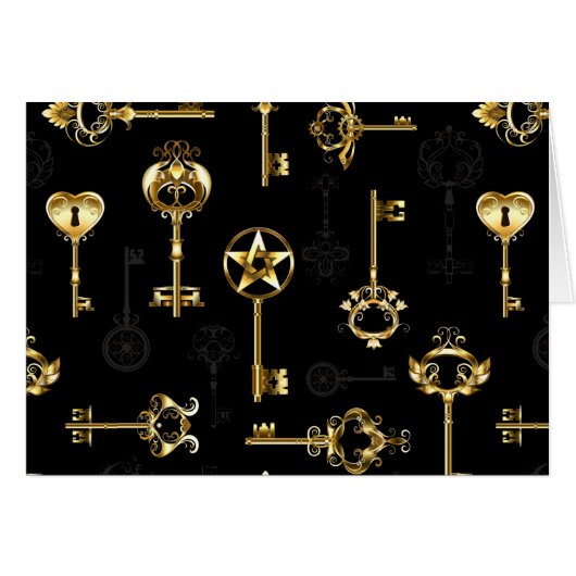 Seamless Pattern with Golden Keys Cards (Front Horizontal)
