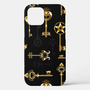 Seamless Pattern with Golden Keys iPhone 12 Case
