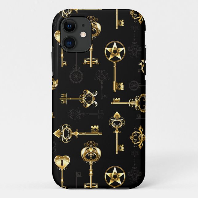 Seamless Pattern with Golden Keys Case-Mate iPhone Case (Back)