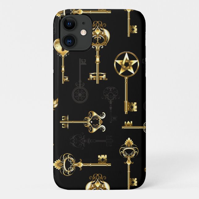 Seamless Pattern with Golden Keys Case-Mate iPhone Case (Back)