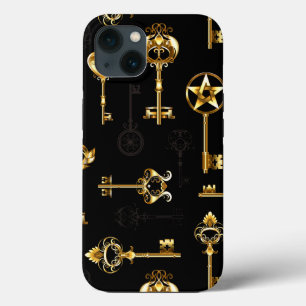 Seamless Pattern with Golden Keys iPhone 13 Case