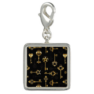 Seamless Pattern with Golden Keys Charm
