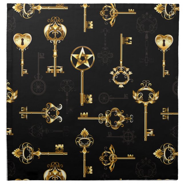 Seamless Pattern with Golden Keys Cloth Napkin (Front)