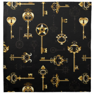 Seamless Pattern with Golden Keys Cloth Napkin