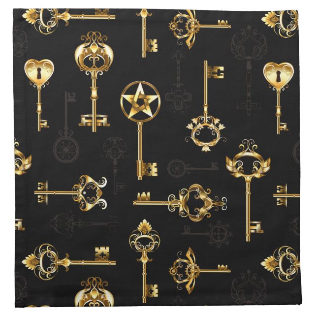 Seamless Pattern with Golden Keys Cloth Napkin (Front)