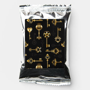 Seamless Pattern with Golden Keys Coffee Drink Mix