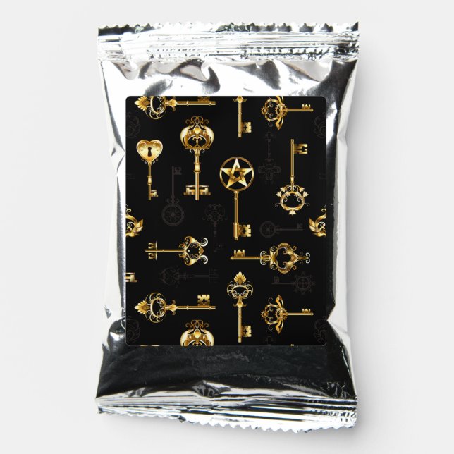 Seamless Pattern with Golden Keys Coffee Drink Mix (Front)