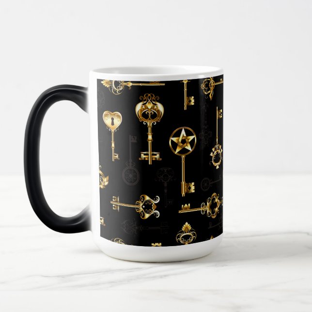 Seamless Pattern with Golden Keys Color Morph Mug (Left)