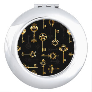 Seamless Pattern with Golden Keys Compact Mirror