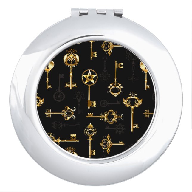 Seamless Pattern with Golden Keys Compact Mirror (Front)