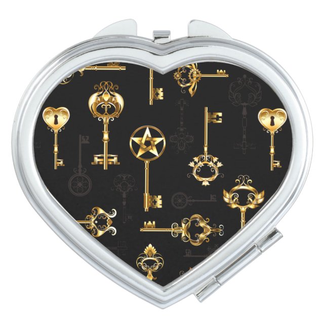 Seamless Pattern with Golden Keys Compact Mirror (Front)