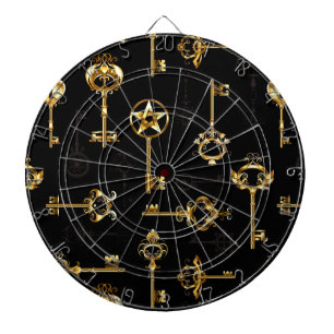 Seamless Pattern with Golden Keys Dart Board