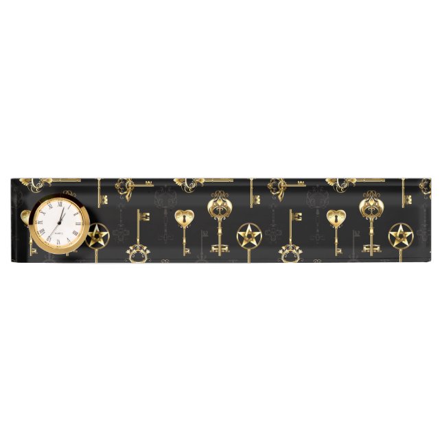 Seamless Pattern with Golden Keys Desk Name Plate (Front)