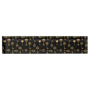 Seamless Pattern with Golden Keys Desk Name Plate