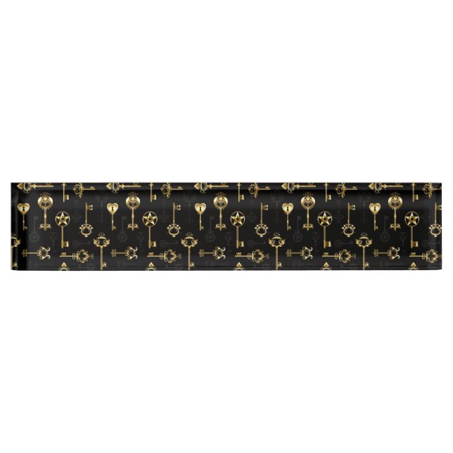 Seamless Pattern with Golden Keys Desk Name Plate (Front)