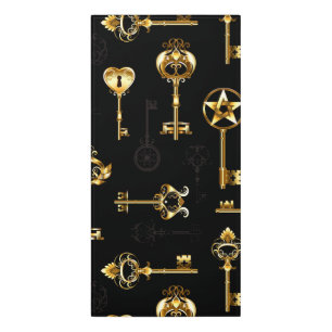Seamless Pattern with Golden Keys Door Sign