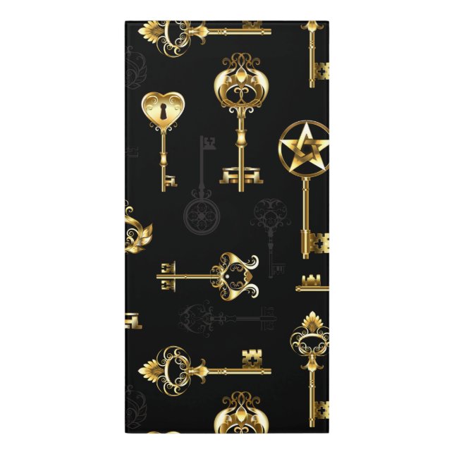 Seamless Pattern with Golden Keys Door Sign (Classic Front Vert)