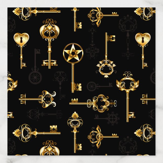 Seamless Pattern with Golden Keys Envelope Liner (Design)
