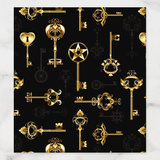 Seamless Pattern with Golden Keys Envelope Liner (Design)