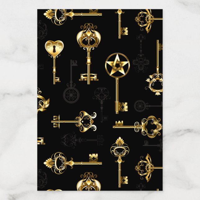 Seamless Pattern with Golden Keys Envelope Liner (Design)