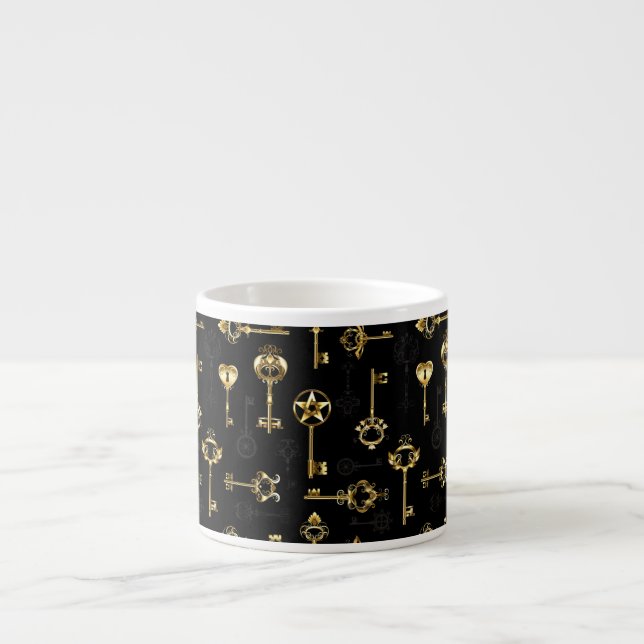 Seamless Pattern with Golden Keys Espresso Cup (Front)