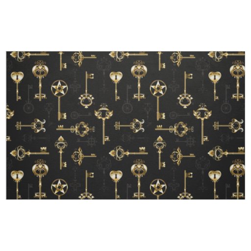 Seamless Pattern with Golden Keys Fabric