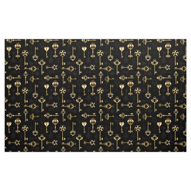 Seamless Pattern with Golden Keys Fabric (Yard)