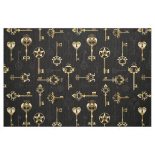 Seamless Pattern with Golden Keys Fabric