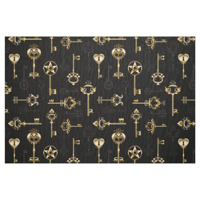 Seamless Pattern with Golden Keys Fabric (Fat Quarter)