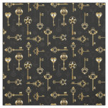 Seamless Pattern with Golden Keys Fabric