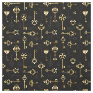 Seamless Pattern with Golden Keys Fabric