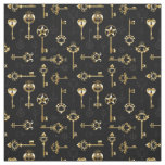 Seamless Pattern with Golden Keys Fabric