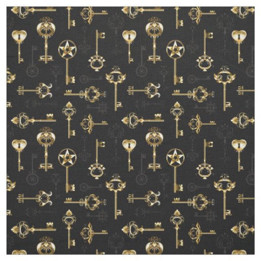 Seamless Pattern with Golden Keys Fabric