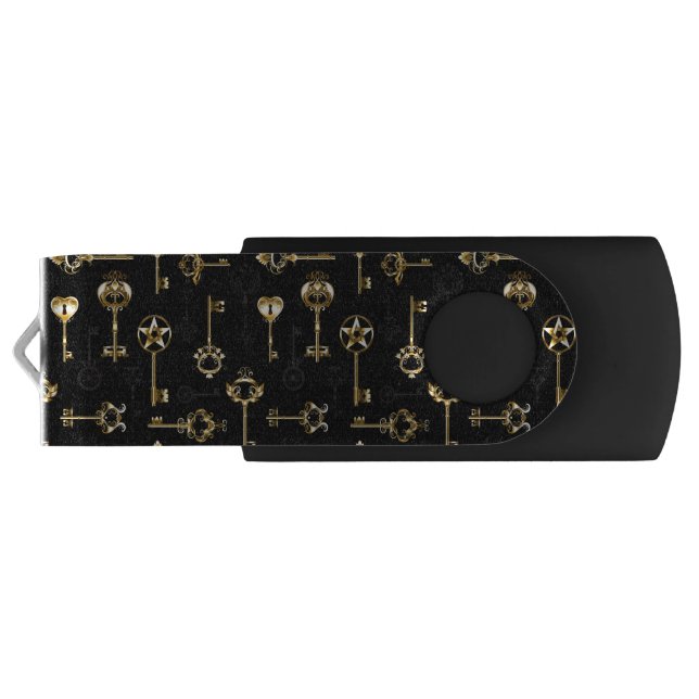 Seamless Pattern with Golden Keys Flash Drive (Back)