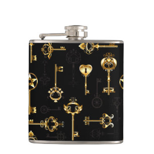 Seamless Pattern with Golden Keys Flask