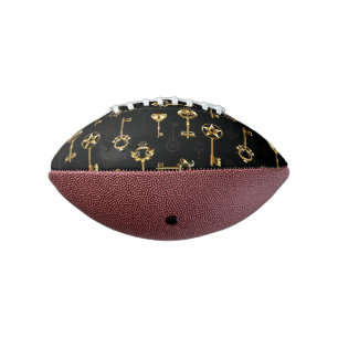 Seamless Pattern with Golden Keys Football