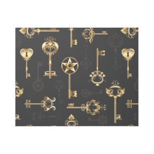Seamless Pattern with Golden Keys Gallery Wrap