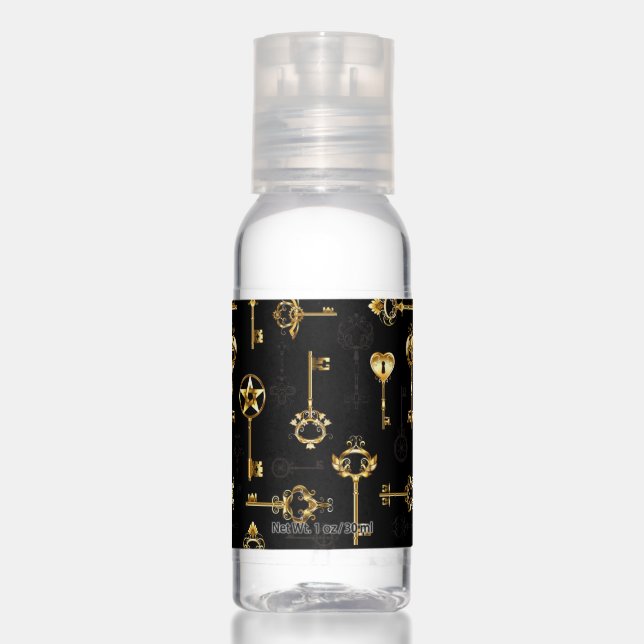 Seamless Pattern with Golden Keys Hand Sanitizer (Front)