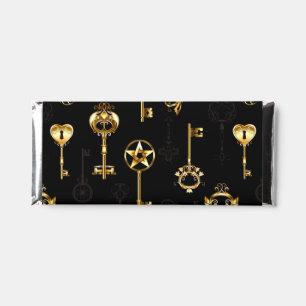Seamless Pattern with Golden Keys Hershey Bar Favors