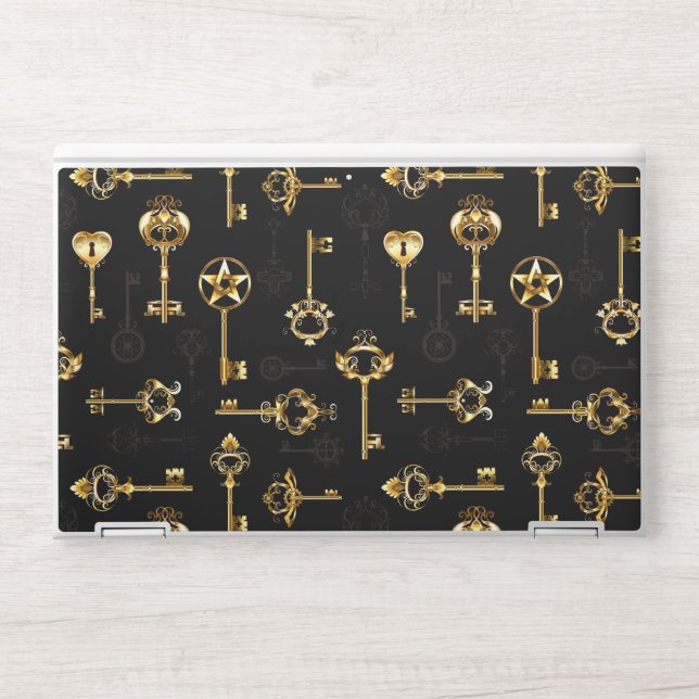 Seamless Pattern with Golden Keys HP Laptop Skin (Front)
