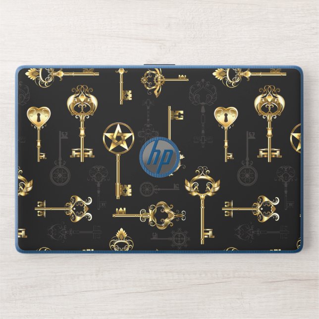 Seamless Pattern with Golden Keys HP Laptop Skin (Front)