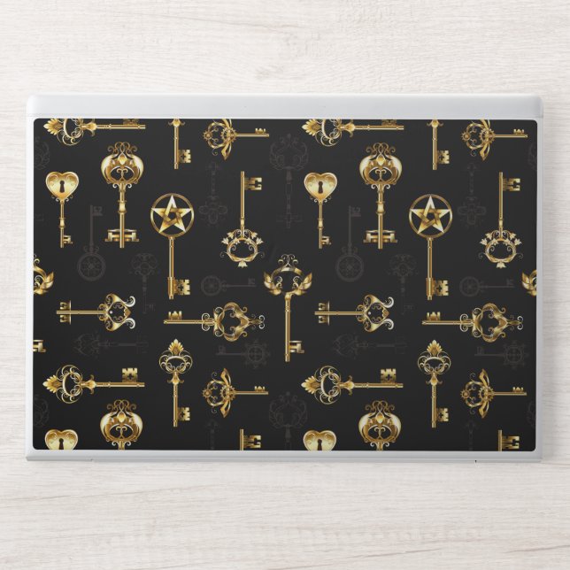 Seamless Pattern with Golden Keys HP Laptop Skin (Front)